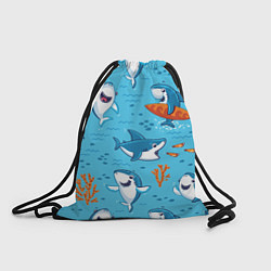 Рюкзак-мешок Прикольные акулята - паттерн, цвет: 3D-принт