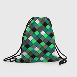 Рюкзак-мешок Геометрический узор в зеленых и черный тонах, цвет: 3D-принт