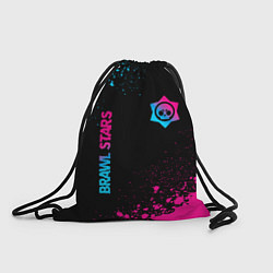 Рюкзак-мешок Brawl Stars - neon gradient: символ и надпись верт, цвет: 3D-принт