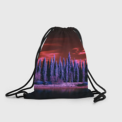Рюкзак-мешок Абстрактный фиолетовый лес и тёмная река, цвет: 3D-принт