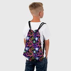 Рюкзак-мешок Неоновые звезды на черном, цвет: 3D-принт — фото 2