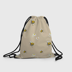 Рюкзак-мешок Цветы Ромашки и Пчёлы, цвет: 3D-принт