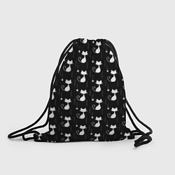 Рюкзак-мешок Чёрные Коты С Клубками Шерсти, цвет: 3D-принт