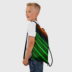 Рюкзак-мешок Абстрактные зелёные и оранжевые поверхности, цвет: 3D-принт — фото 2