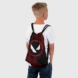 Рюкзак-мешок Символ Valorant и краска вокруг на темном фоне, цвет: 3D-принт — фото 2