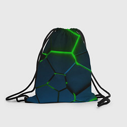 Рюкзак-мешок Разлом зеленых неоновых плит - геометрия, цвет: 3D-принт