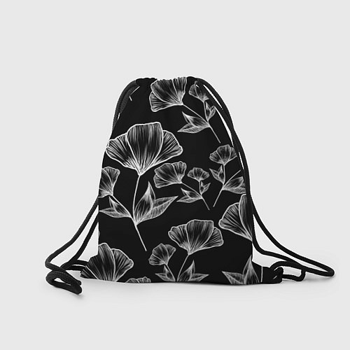 Мешок для обуви Графичные цветы на черном фоне / 3D-принт – фото 2