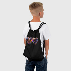 Рюкзак-мешок Два разноцветных сердечка, цвет: 3D-принт — фото 2