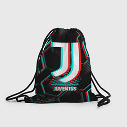 Мешок для обуви Juventus FC в стиле glitch на темном фоне
