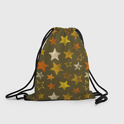 Рюкзак-мешок Желто-оранжевые звезды на зелнгом фоне, цвет: 3D-принт