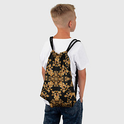 Рюкзак-мешок Золотая гжель узор цветы, цвет: 3D-принт — фото 2