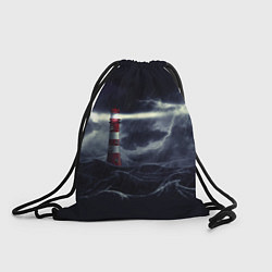 Рюкзак-мешок Маяк и штормовое море в ночи, цвет: 3D-принт