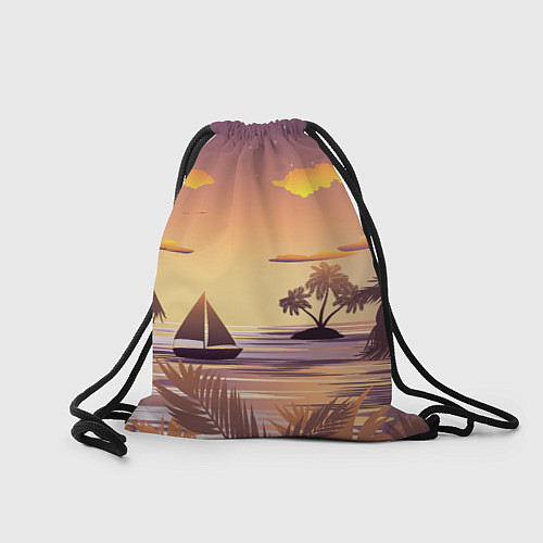 Мешок для обуви Лодка в море на закате возле тропических островов / 3D-принт – фото 2