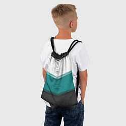 Рюкзак-мешок Абстрактный полосатый серо-бирюзовый узор, цвет: 3D-принт — фото 2
