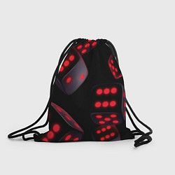 Рюкзак-мешок Игральные кости на черном фоне, цвет: 3D-принт