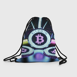 Рюкзак-мешок Неоновый светящийся биткоин, цвет: 3D-принт