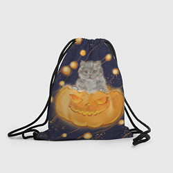 Рюкзак-мешок Котик в тыкве, хеллоуин, цвет: 3D-принт