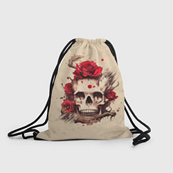 Рюкзак-мешок Череп и розы, цвет: 3D-принт