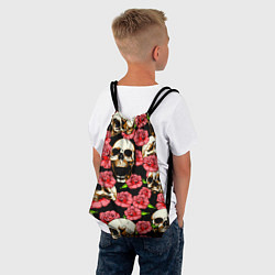 Рюкзак-мешок Черепа и розы, цвет: 3D-принт — фото 2