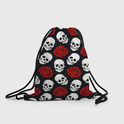 Рюкзак-мешок Весёлые черепки и розы, цвет: 3D-принт
