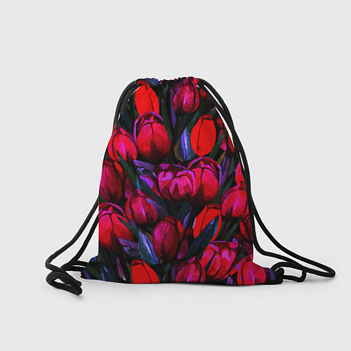 Мешок для обуви Тюльпаны - поле красных цветов / 3D-принт – фото 2