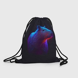 Рюкзак-мешок Неоновая капибара на чёрном фоне, цвет: 3D-принт