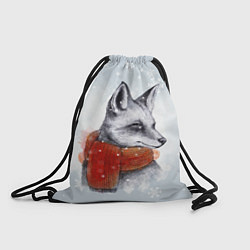Рюкзак-мешок Новогодняя тёплая лиса, цвет: 3D-принт