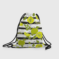 Рюкзак-мешок Яблоки на чёрно-белом фоне, цвет: 3D-принт