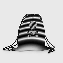 Рюкзак-мешок Полосатый черно-белый фон с черепом, цвет: 3D-принт