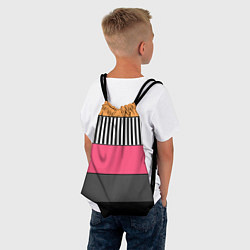Рюкзак-мешок Полосатый узор желтые розовые черные полосы, цвет: 3D-принт — фото 2