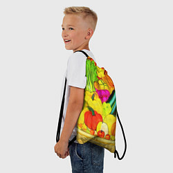 Рюкзак-мешок Плетеная корзина, полная фруктов и овощей, цвет: 3D-принт — фото 2