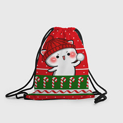 Рюкзак-мешок Белый котик - игра в снежки, цвет: 3D-принт