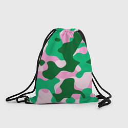 Рюкзак-мешок Абстрактные зелёно-розовые пятна, цвет: 3D-принт