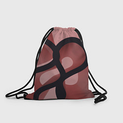 Рюкзак-мешок Тёмные волнообразные линии на красном фоне, цвет: 3D-принт