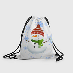 Рюкзак-мешок Снеговик со снежинками, цвет: 3D-принт