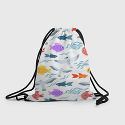 Рюкзак-мешок Рыбки и чайки, цвет: 3D-принт