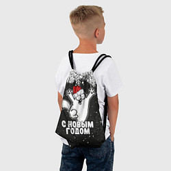 Рюкзак-мешок С Новым годом - кот Саймона и снежинки, цвет: 3D-принт — фото 2
