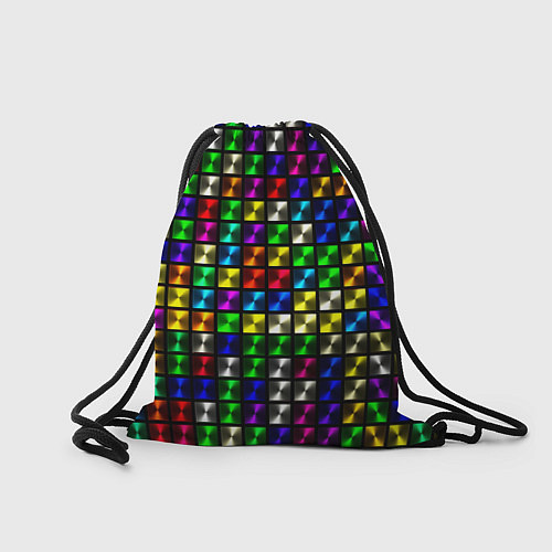 Мешок для обуви Разноцветные неоновые квадраты / 3D-принт – фото 2