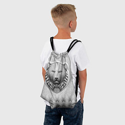 Рюкзак-мешок Медведь чёрно-белый барельеф с этническим орнамент, цвет: 3D-принт — фото 2