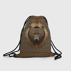 Рюкзак-мешок Волк объёмный барельеф с этническим орнаментом, цвет: 3D-принт