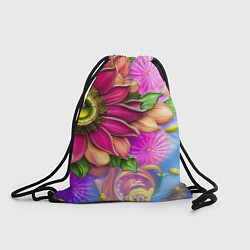 Рюкзак-мешок Розовый цветок стеклянный орнамент, цвет: 3D-принт