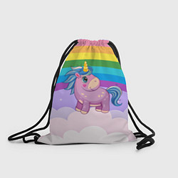 Рюкзак-мешок Единорог на фоне радуги, цвет: 3D-принт