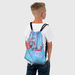 Рюкзак-мешок Синий единорог с розовой гривой, цвет: 3D-принт — фото 2