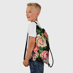 Рюкзак-мешок Цветы на черном фоне, цвет: 3D-принт — фото 2