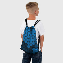 Рюкзак-мешок Голубые соты абстракция, цвет: 3D-принт — фото 2
