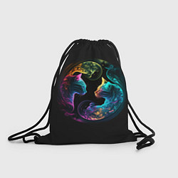 Рюкзак-мешок Инь-янь коты неон, цвет: 3D-принт