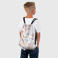 Рюкзак-мешок Лошади акварельные - паттерн, цвет: 3D-принт — фото 2