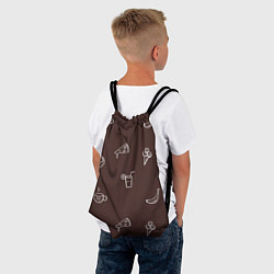 Рюкзак-мешок Еда в минимализме на коричневом фоне, цвет: 3D-принт — фото 2