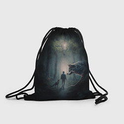Рюкзак-мешок Встреча с волками на лесной тропе, цвет: 3D-принт