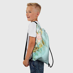 Рюкзак-мешок Светло-синий цветочный паттерн, цвет: 3D-принт — фото 2